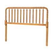 Baxton Studio Finley Turned Bobbin Headboard - Crafted Wood Panel with Decorative Spindle Design for Cottage Farmhouse Bedroom, King, Oak Brown